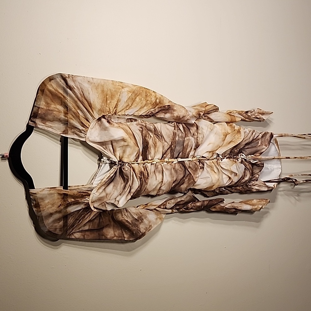 Dark brown tan and white marble dress